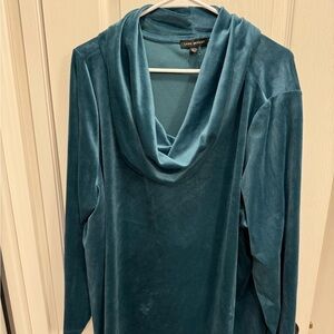 Jade Green Velour Long Sleeved Cowl Neck Pullover , Size 3x, Lane Bryant